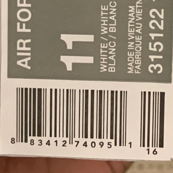 NIB White/White Nike Air Force 1 ‘07 Size 11.0 US - Picture 9 of 9